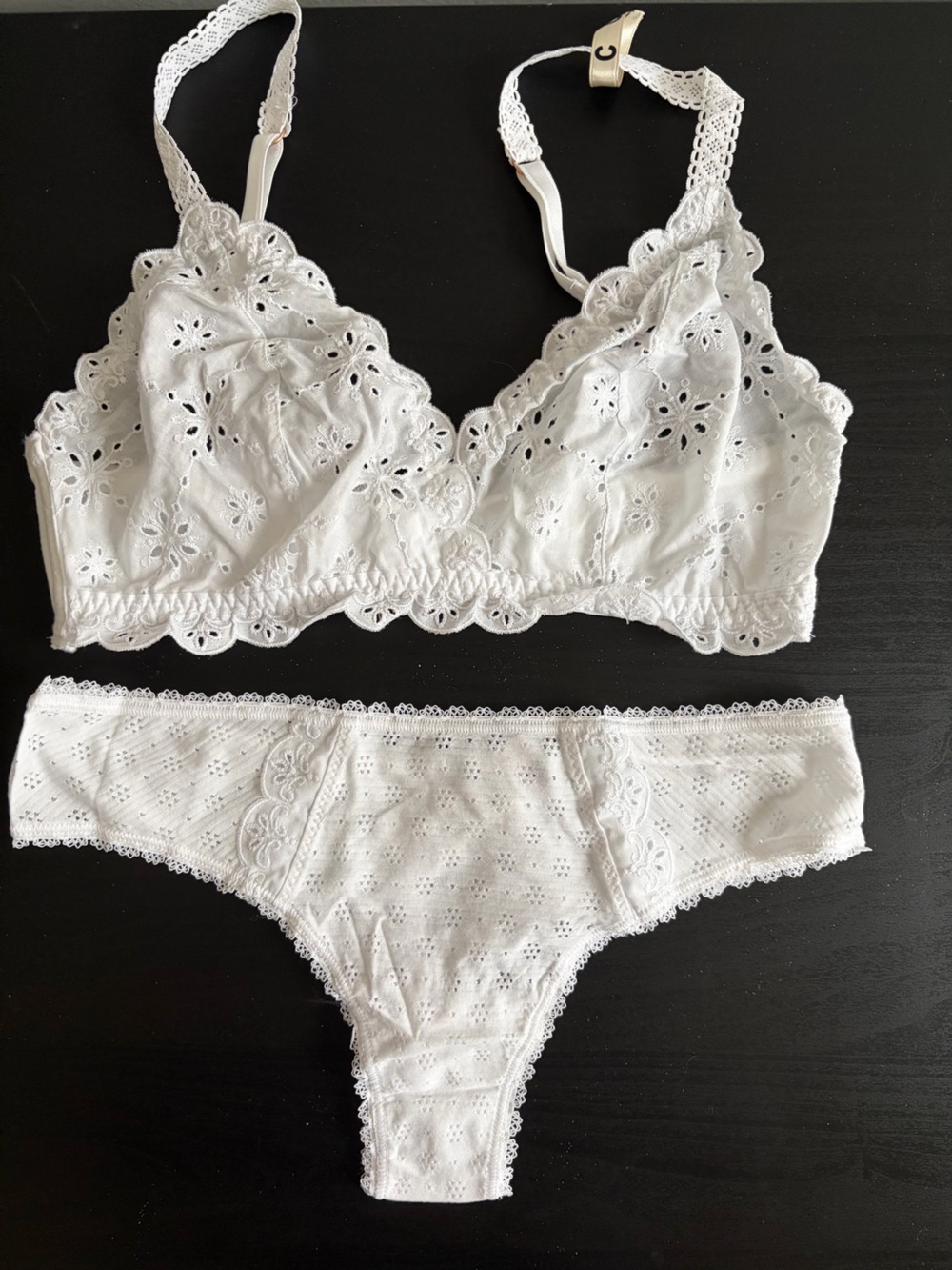 intimissimi White Eyelet Lace Bralette & Brief Set